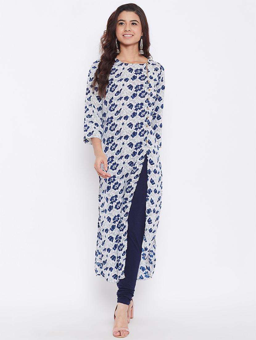 printed high slit kurta - 17401784 -  Zoom Image - 0
