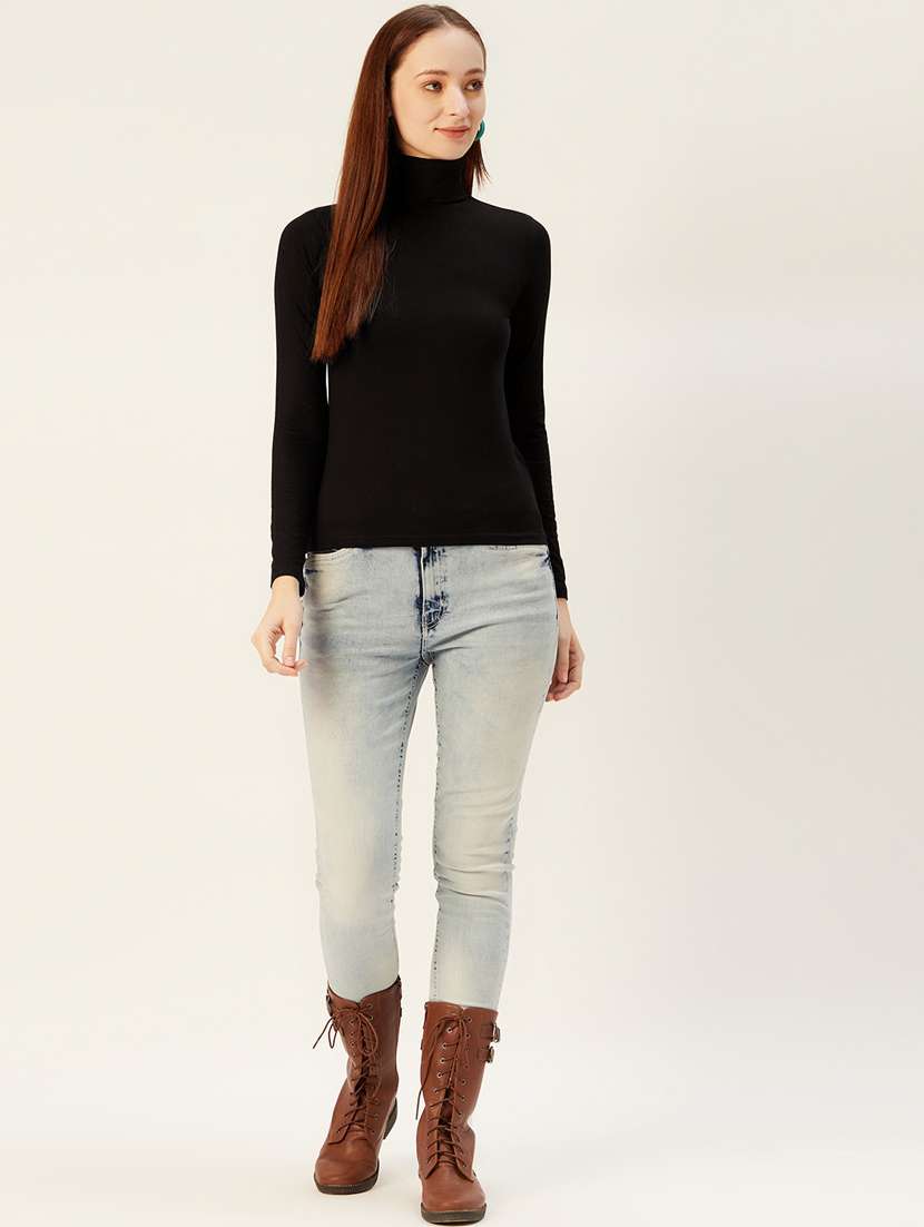 turtle neck solid top - 17401833 - Standard Image - 3
