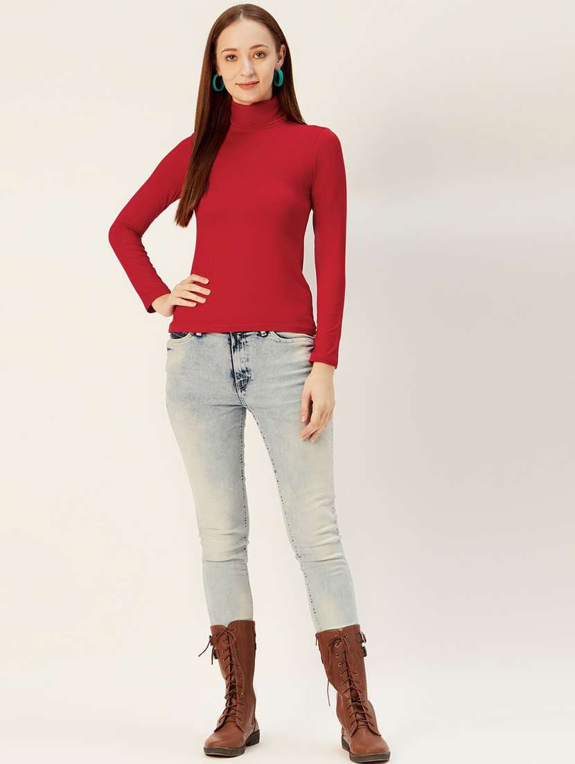 turtle neck solid top - 17401835 - Standard Image - 3