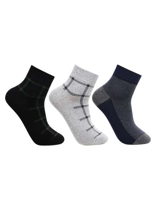 men pack of 3 checkered above ankle length socks - 17403093 - Standard Image - 0