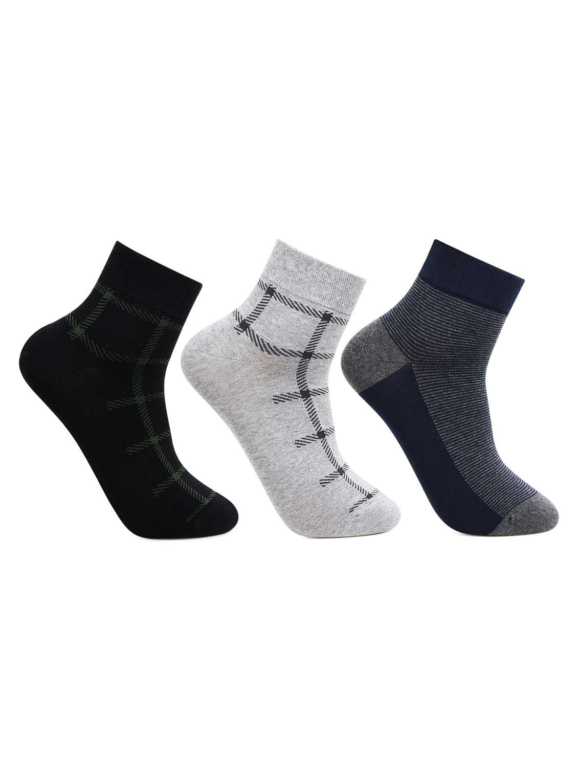 men pack of 3 checkered above ankle length socks - 17403093 - Zoom Image - 0