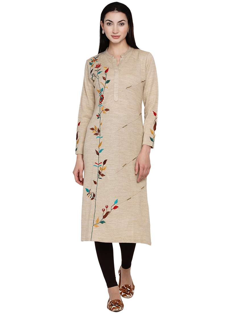 Buy online Beige Acrylic Woolen Kurta from winter wear for Women