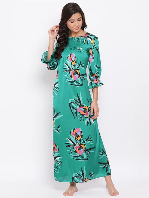 women green floral printed nighty - 17405570 -  Standard Image - 0