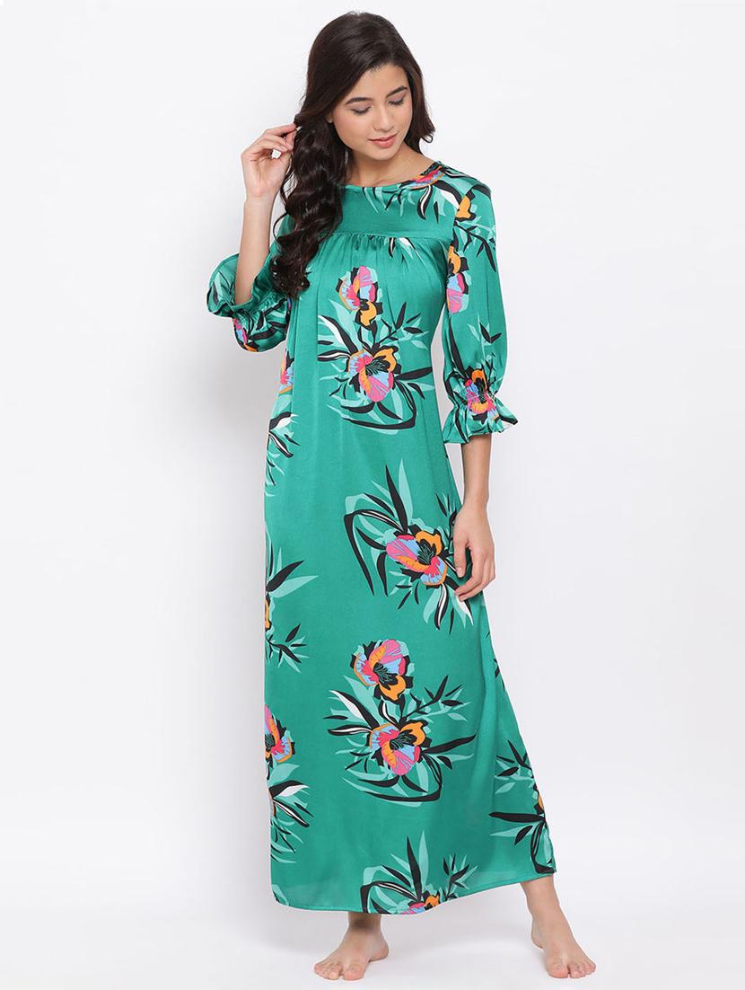 women green floral printed nighty - 17405570 -  Zoom Image - 0