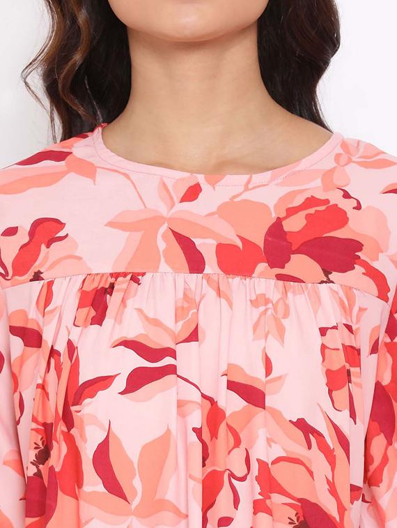 round neck floral nighty - 17405571 - Standard Image - 3