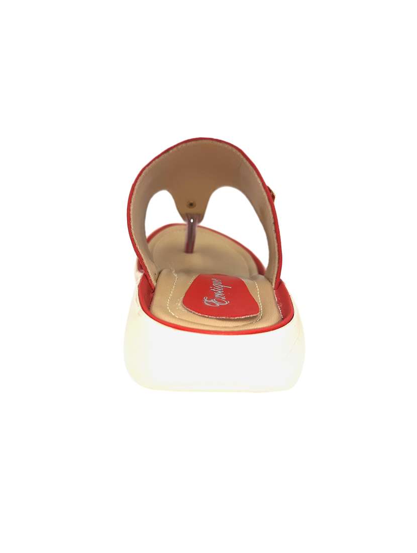 red leatherette open thong sandals - 17406053 -  Standard Image - 3