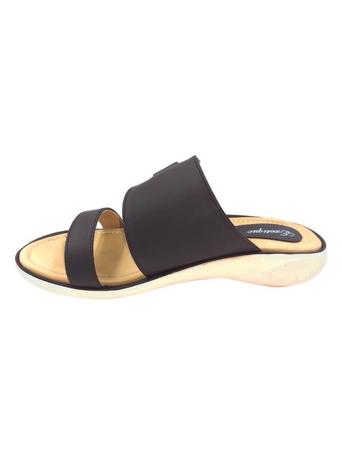black leatherette slip on sandals - 17406056 - Standard Image - 0