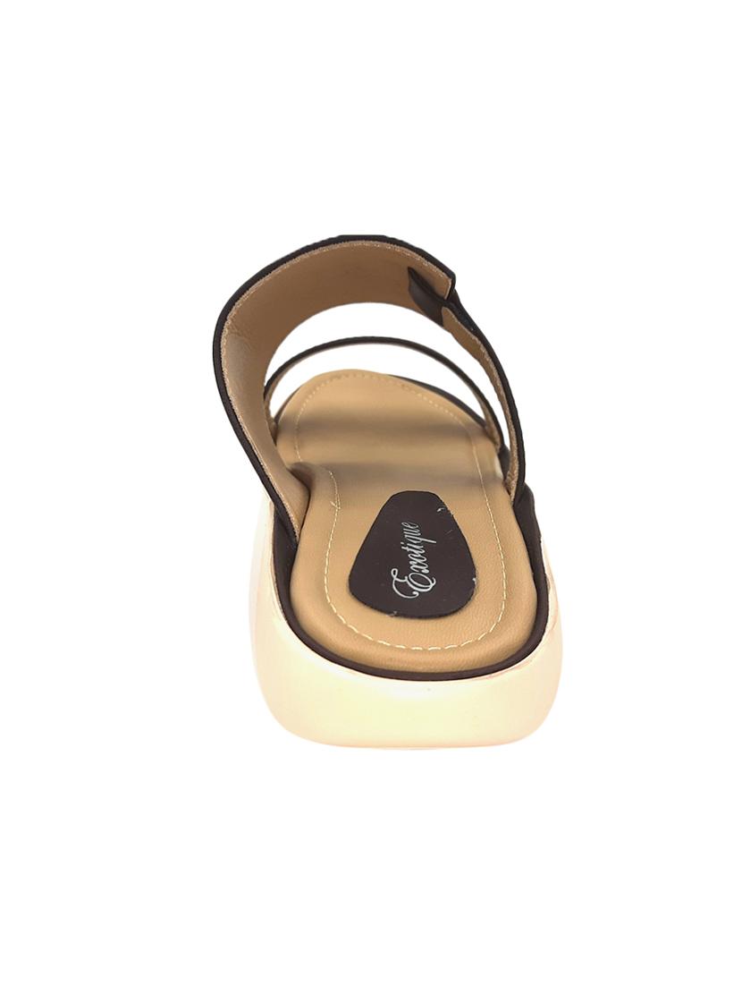 black leatherette slip on sandals - 17406056 - Standard Image - 3