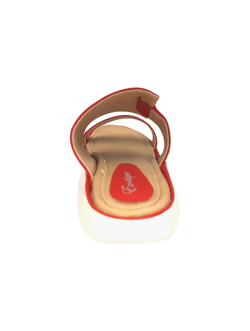 red leatherette slip on sandals - 17406057 -  Standard Image - 3