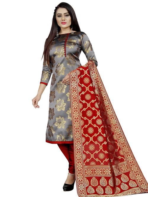floral churidaar unstitched suit - 17406130 -  Standard Image - 0