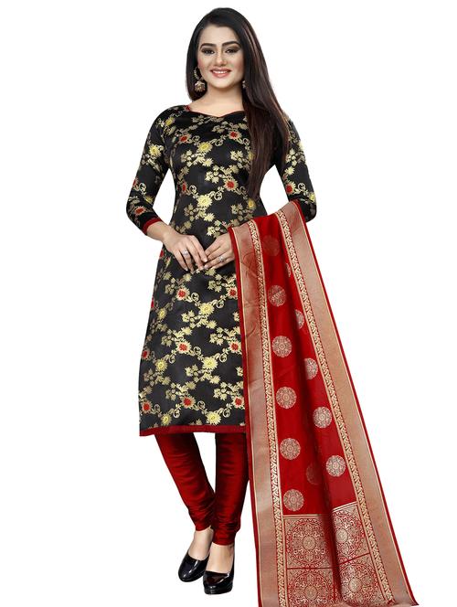 floral churidaar unstitched suit - 17406142 - Standard Image - 0