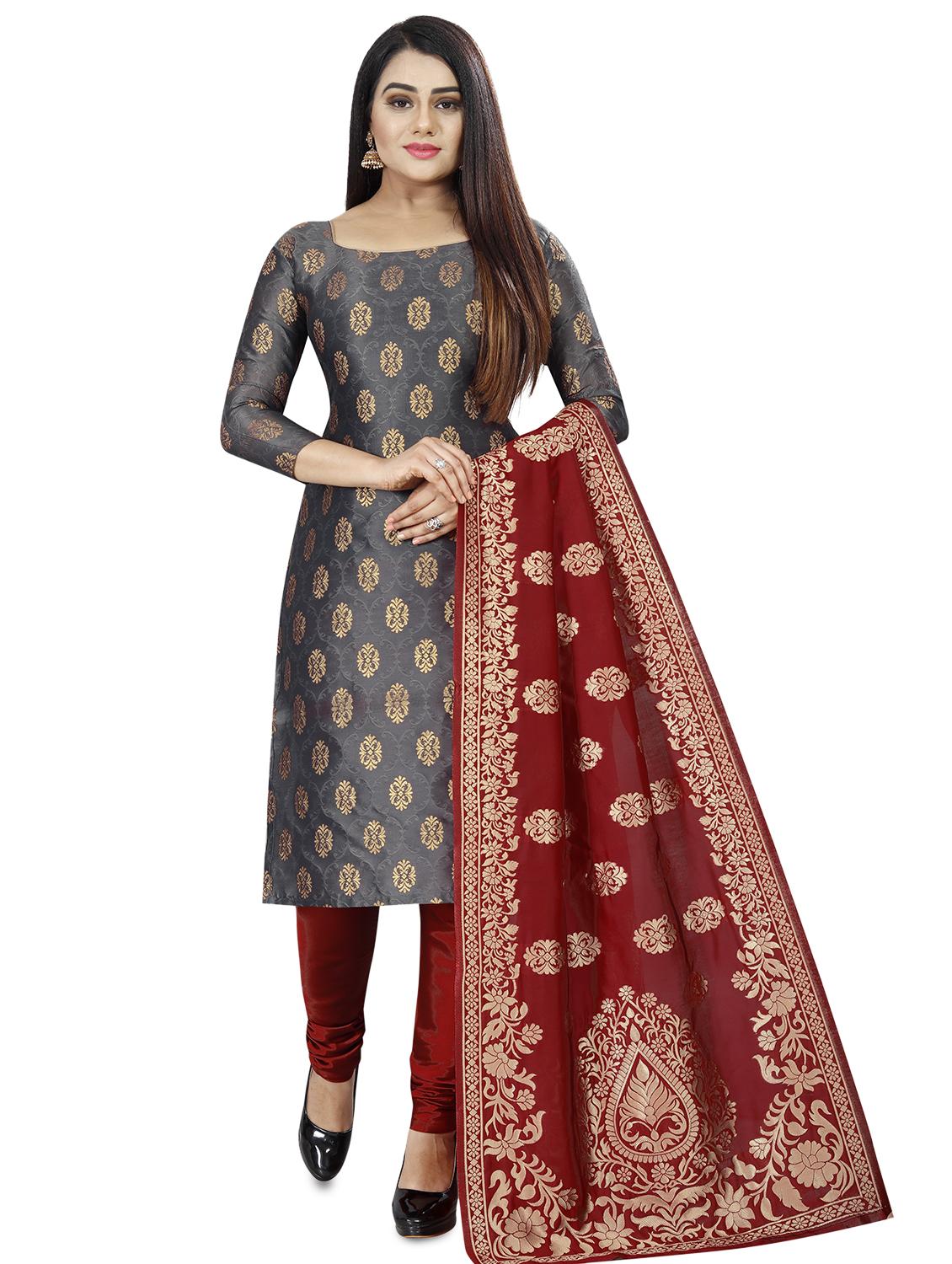 floral churidaar suits unstitched suit - 17406183 - Zoom Image - 0