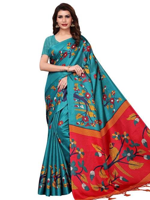 floral mysore silk saree with blouse - 17406696 - Standard Image - 0