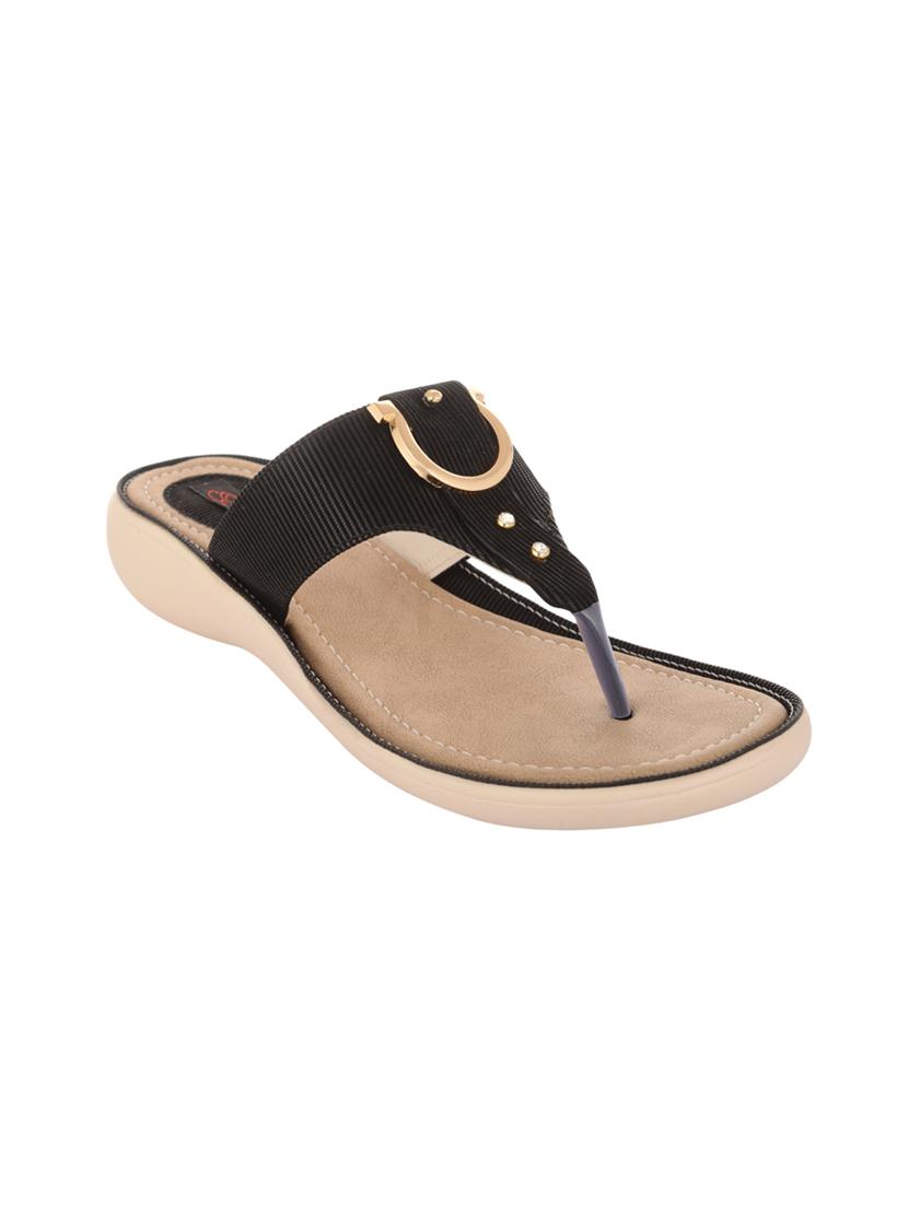 black leatherette slip on sandals - 17406868 - Zoom Image - 0