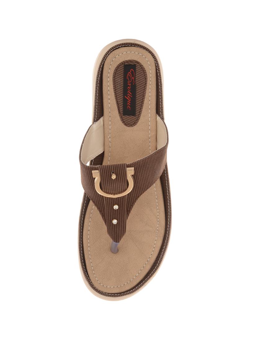 brown leatherette slip on sandals - 17406869 - Standard Image - 3