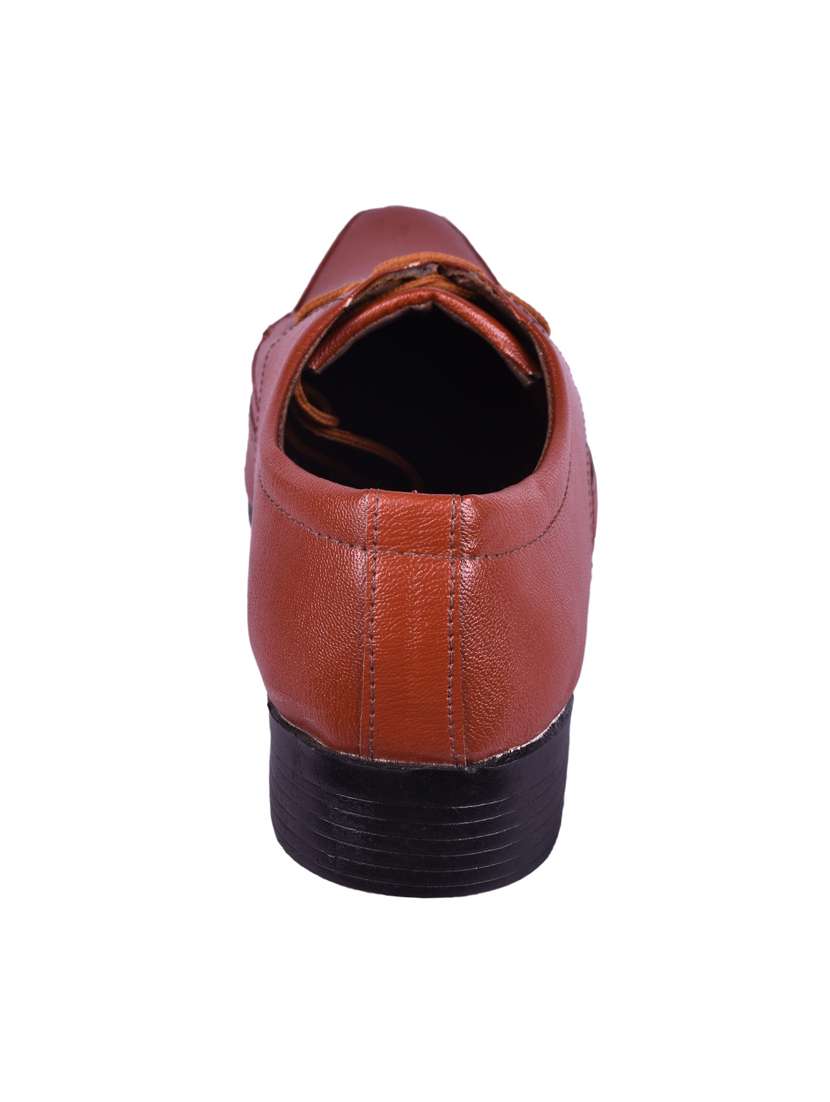 brown leatherette laceup derbies - 17407133 -  Standard Image - 3