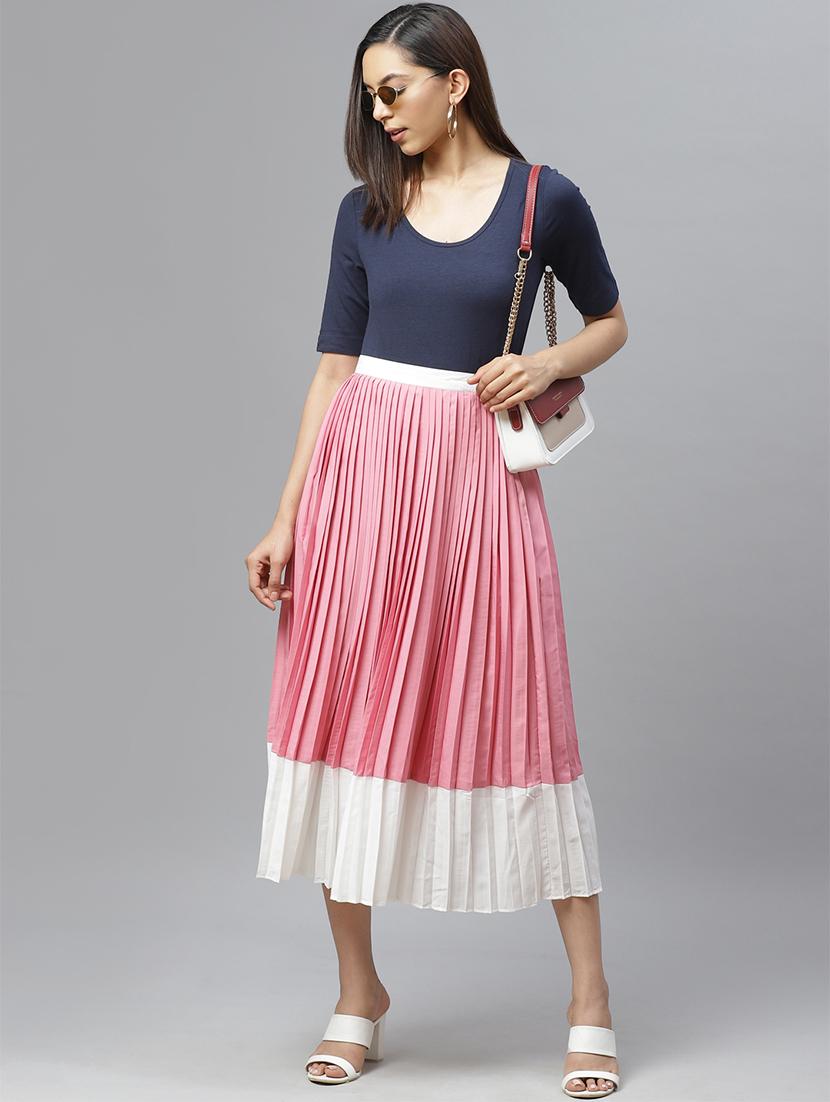 mid rise pleated a-line skirt - 17407165 - Standard Image - 3