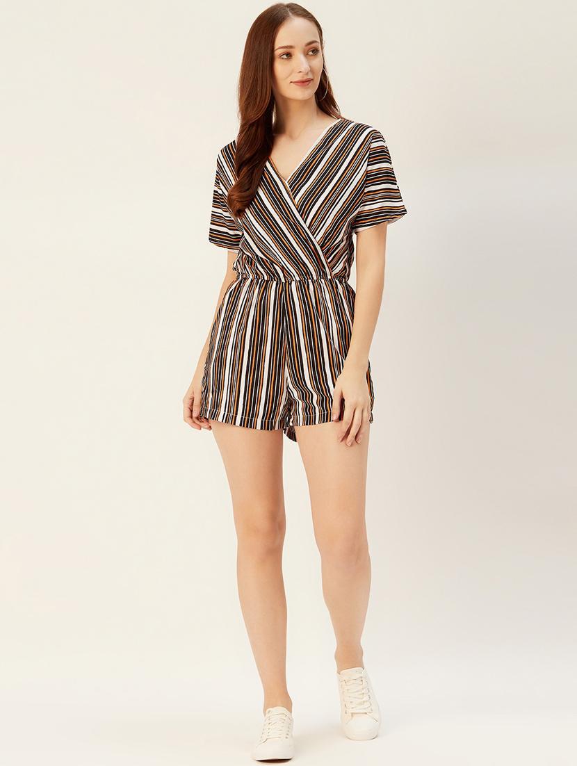overlap neck striped romper - 17408540 - Standard Image - 3