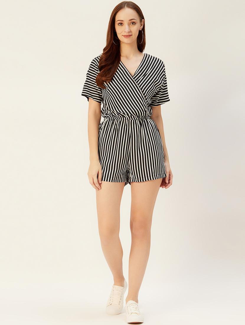 overlap neck striped romper - 17408541 - Standard Image - 3