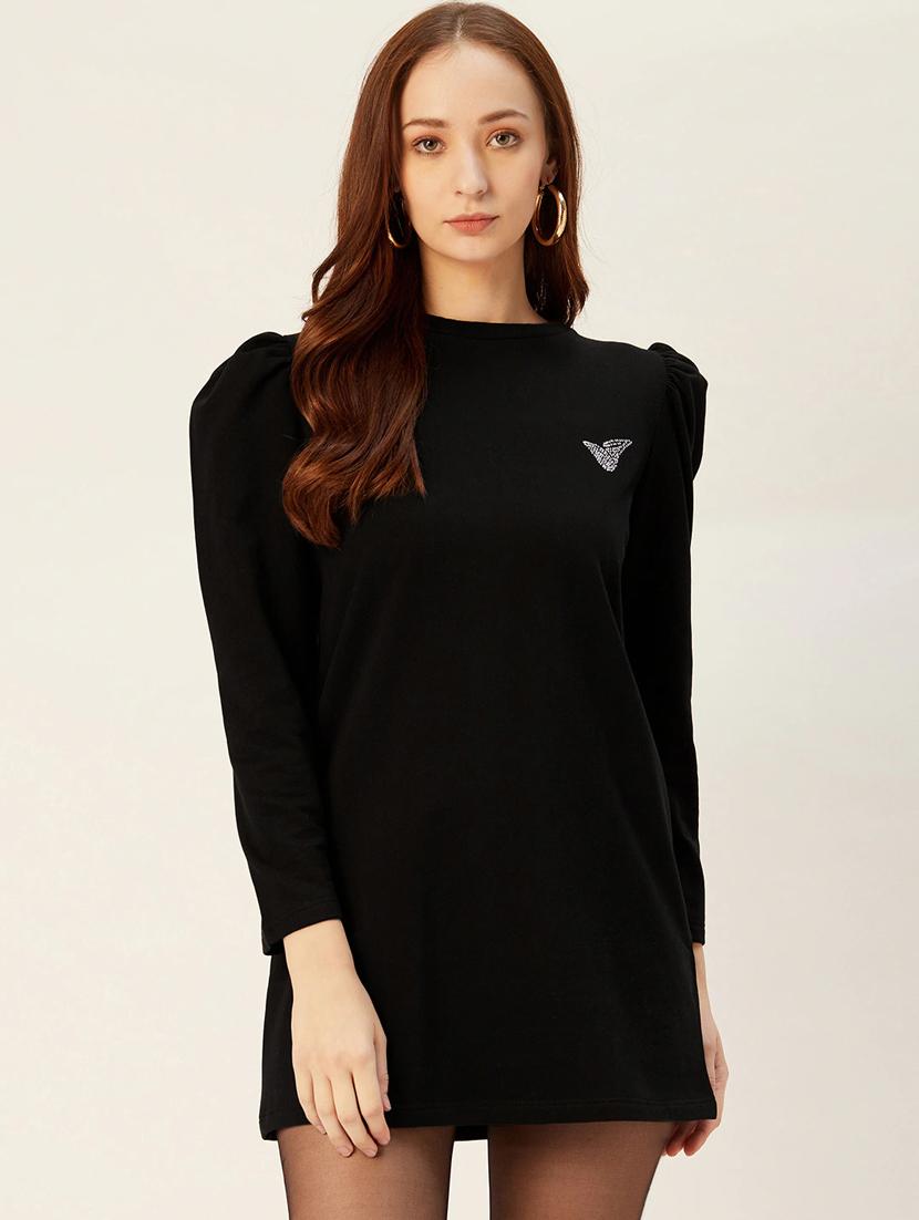 crew neck puff sleeves dress - 17408543 - Zoom Image - 0
