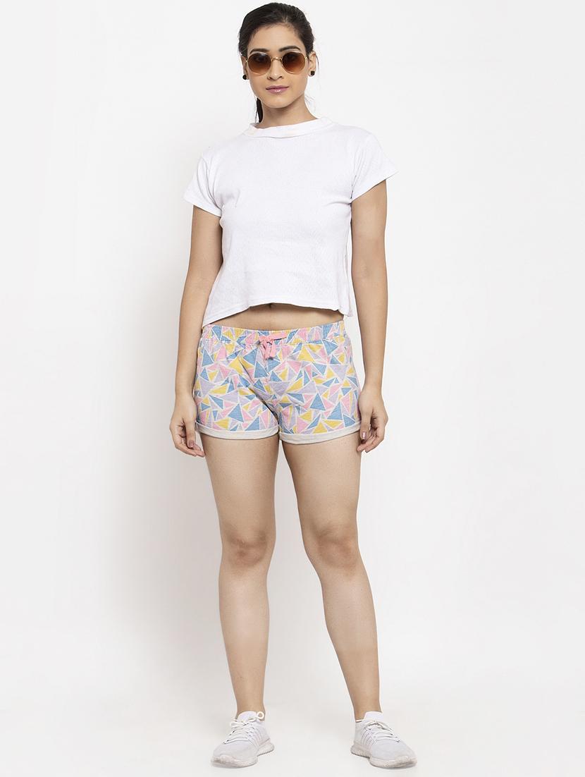 drawstring waist geometric short - 17408729 - Standard Image - 3