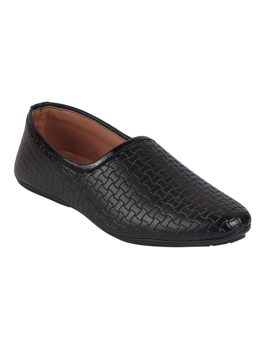 black pu slip on mojaris