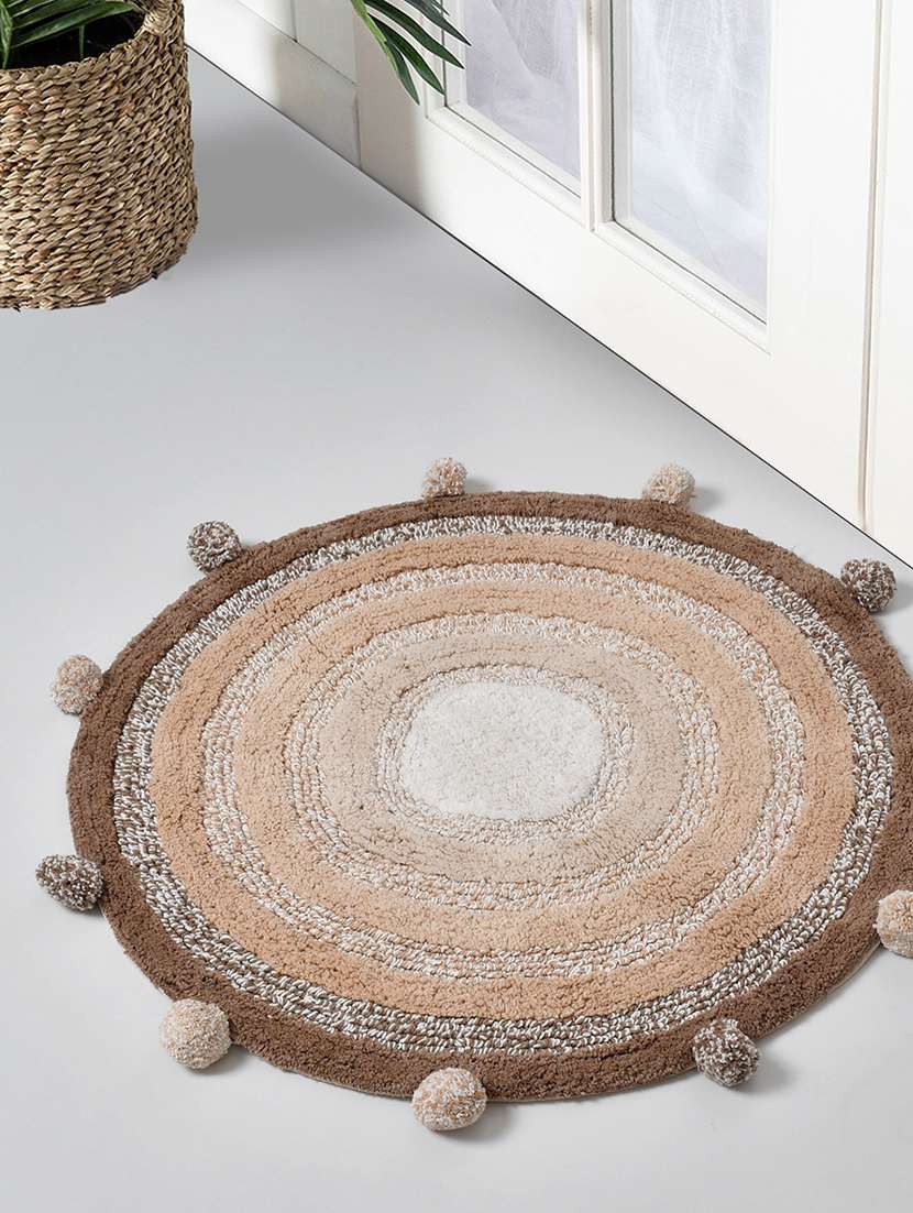 sheen decor round multicolor bathmat collection, 24 inches round, multi brown