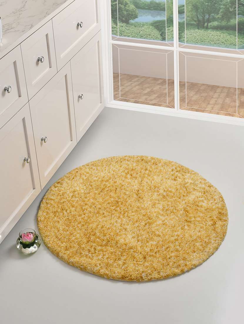 sheen decor mélange shag bathmat collection, 36 inches round, brown