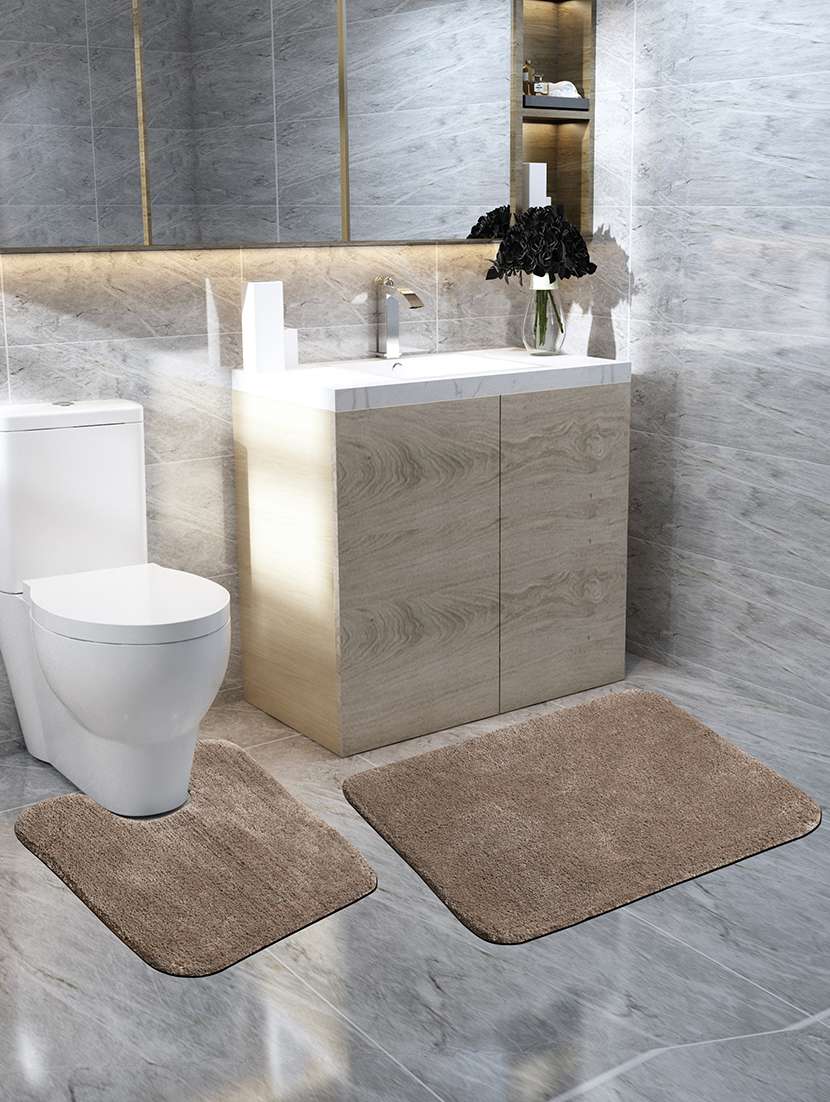 sheen decor micro cutpile bathmat collection, set of 2,  50x80 cms & 40 x 60 cms brown