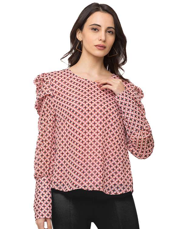round neck printed top 