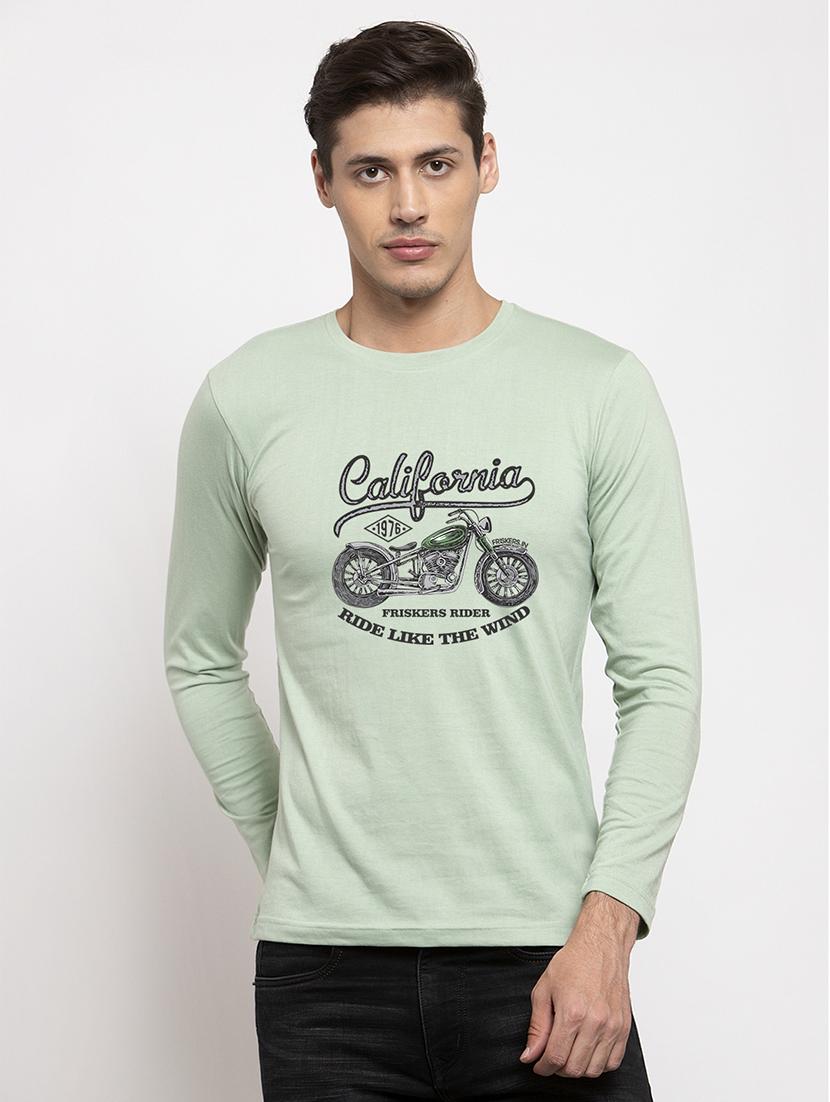 light green chest print t-shirt - 17411538 - Zoom Image - 0