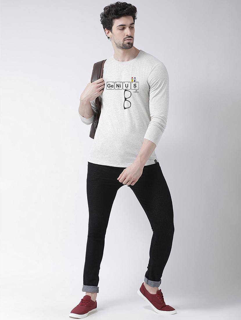 grey chest print t-shirt - 17411540 - Standard Image - 3