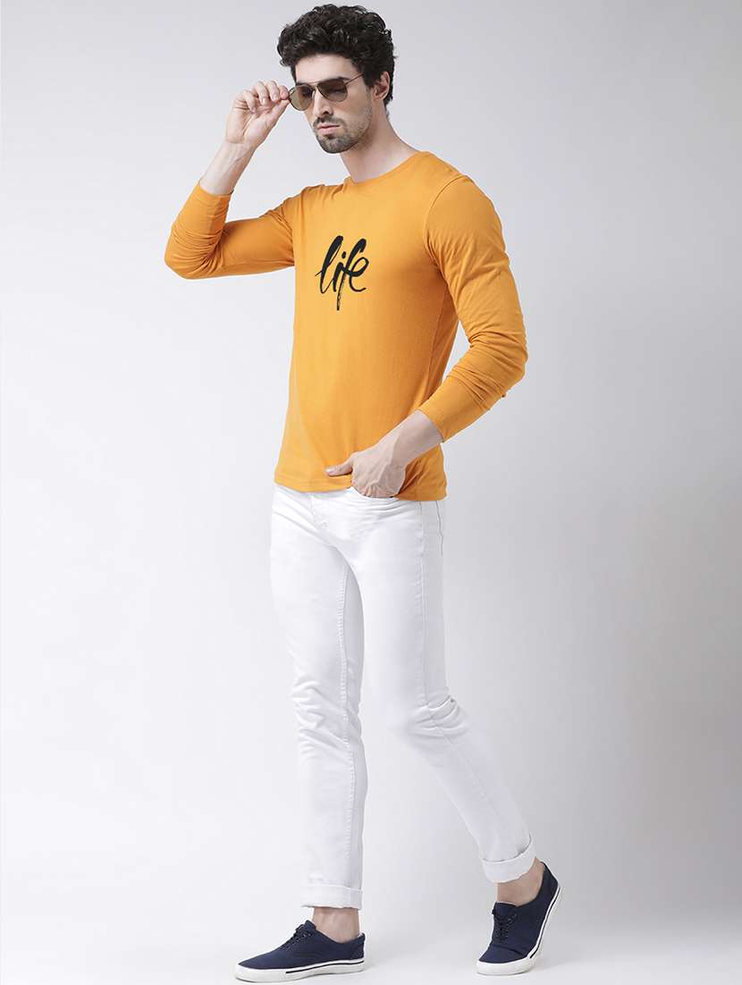 orange chest print t-shirt - 17411547 - Standard Image - 3