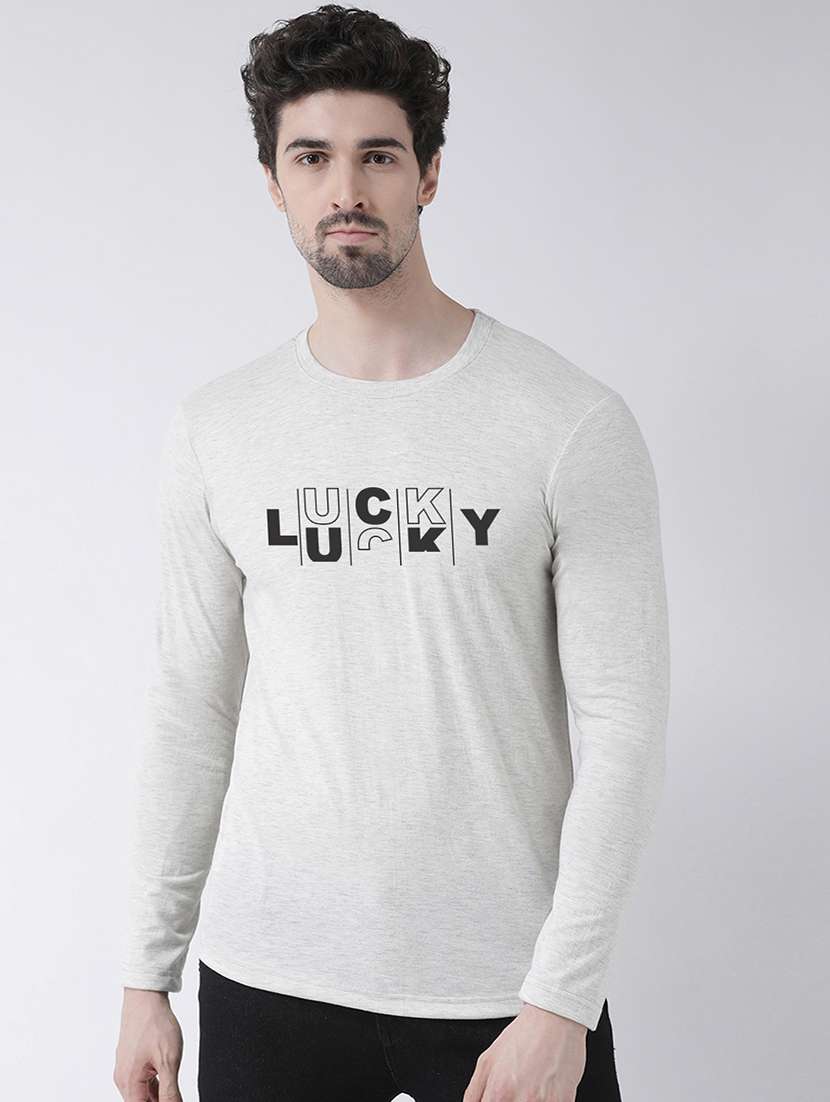 grey chest print t-shirt - 17411566 -  Zoom Image - 0