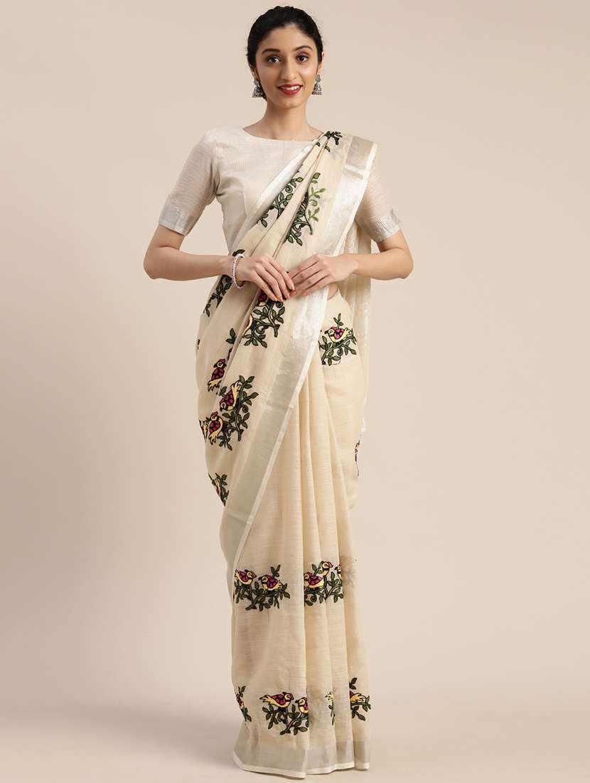 pastel embroidered saree with blouse