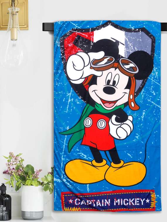   mickey captain microfiber printed bath towel for kids 