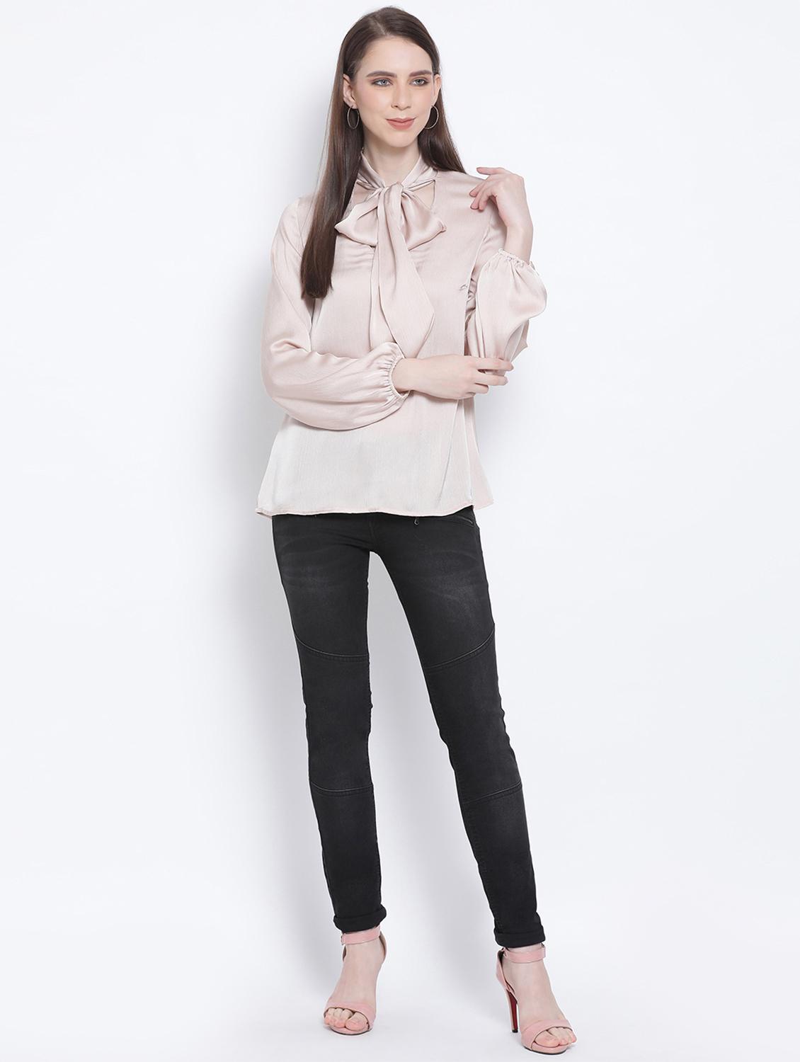 women's a line tie-up neck top - 17415513 - Standard Image - 3