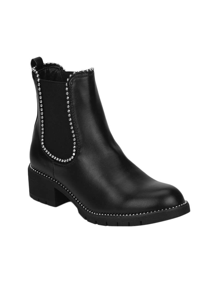 black slip on ankle boots