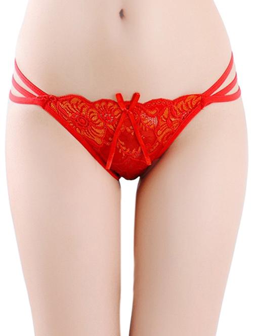 red nylon thongs panty - 17415869 - Standard Image - 0