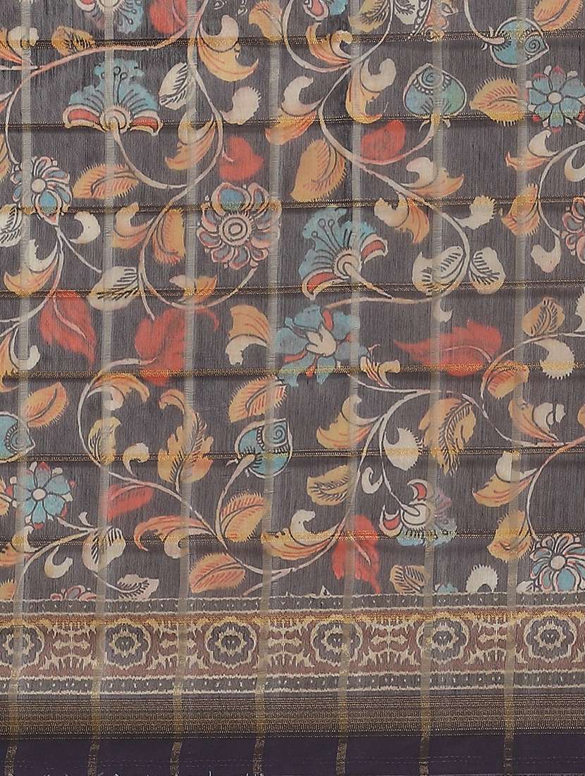 women's kalamkari navy blue colored saree - 17415944 -  Standard Image - 3