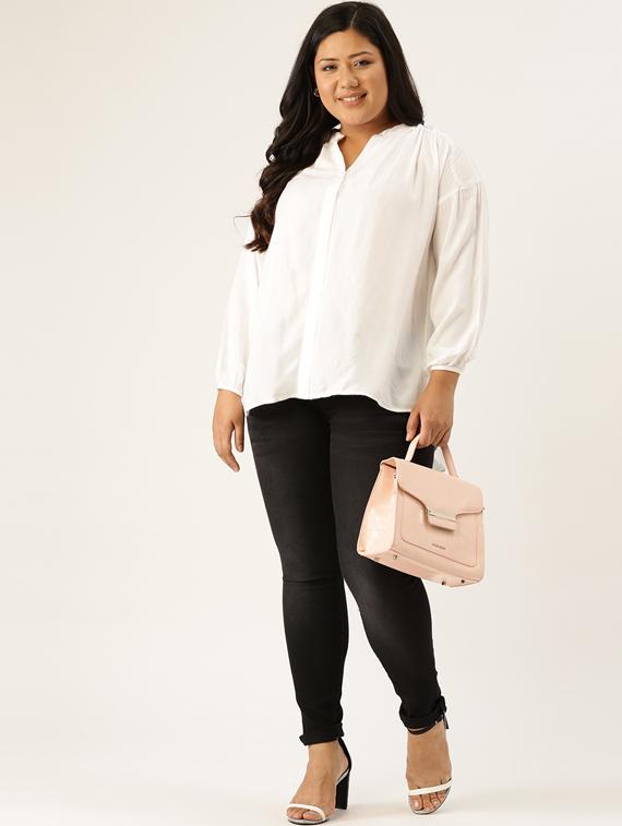 women's straight mandarin neck top - 17416826 - Standard Image - 3