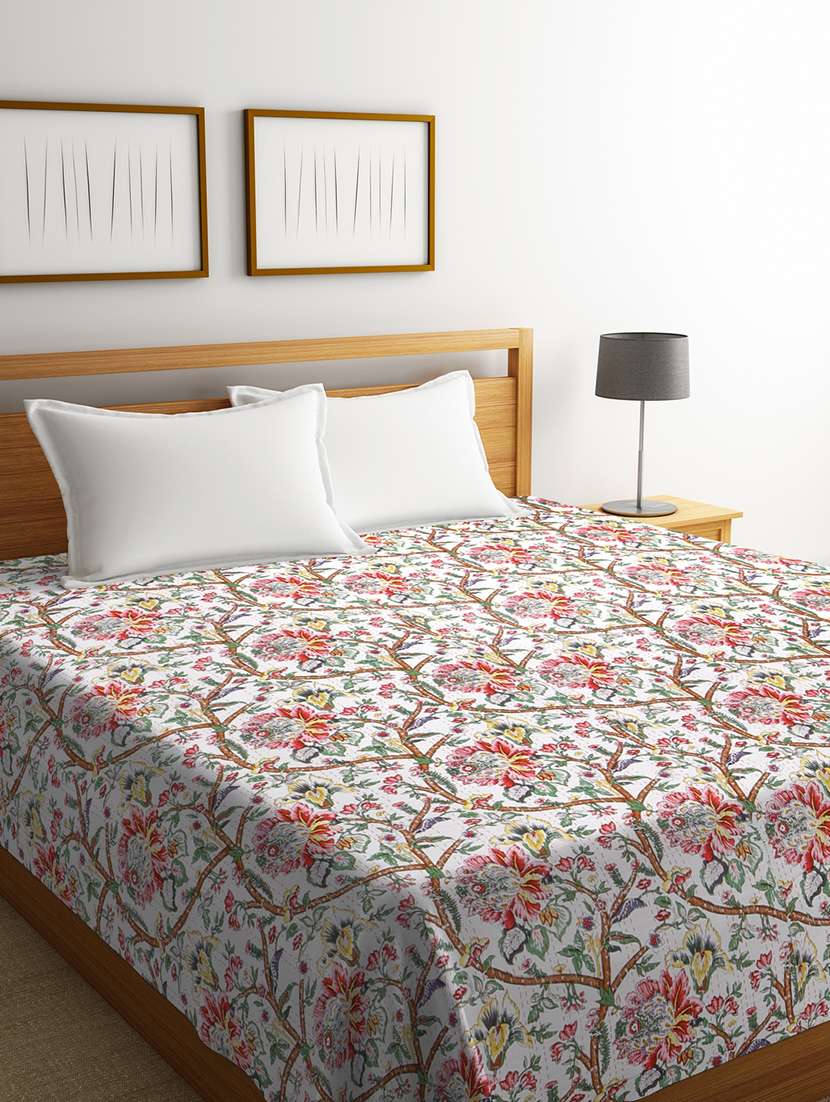  floral kantha double bed cover