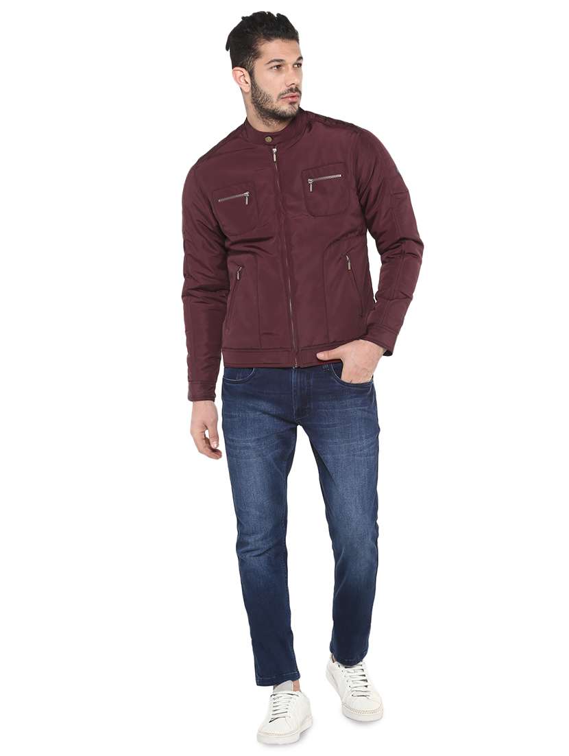 maroon solid casual jacket - 17417479 -  Standard Image - 3