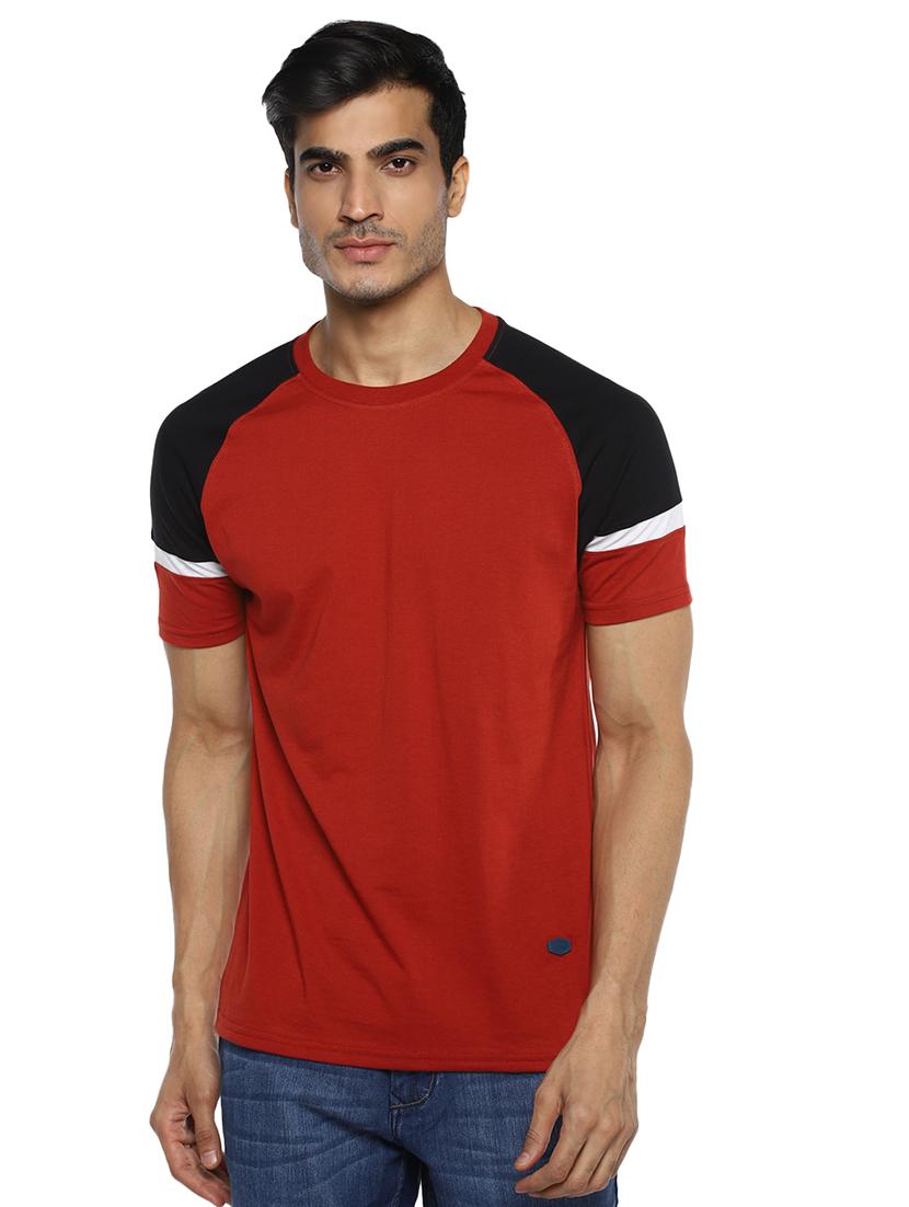 red color block raglan t-shirt - 17417528 -  Zoom Image - 0