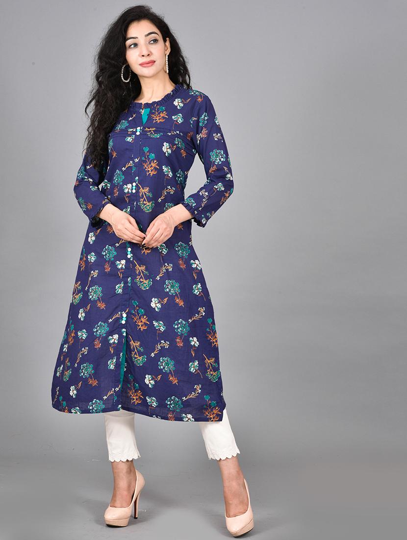 floral straight kurta - 17418208 - Zoom Image - 0
