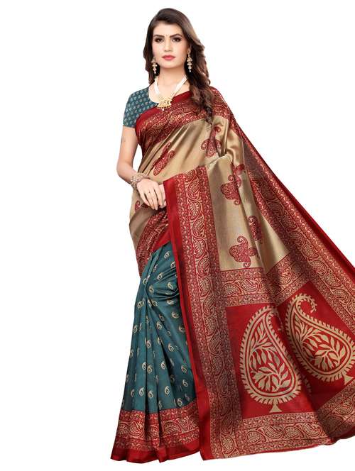 paisley half & half saree with blouse - 17418452 - Standard Image - 0