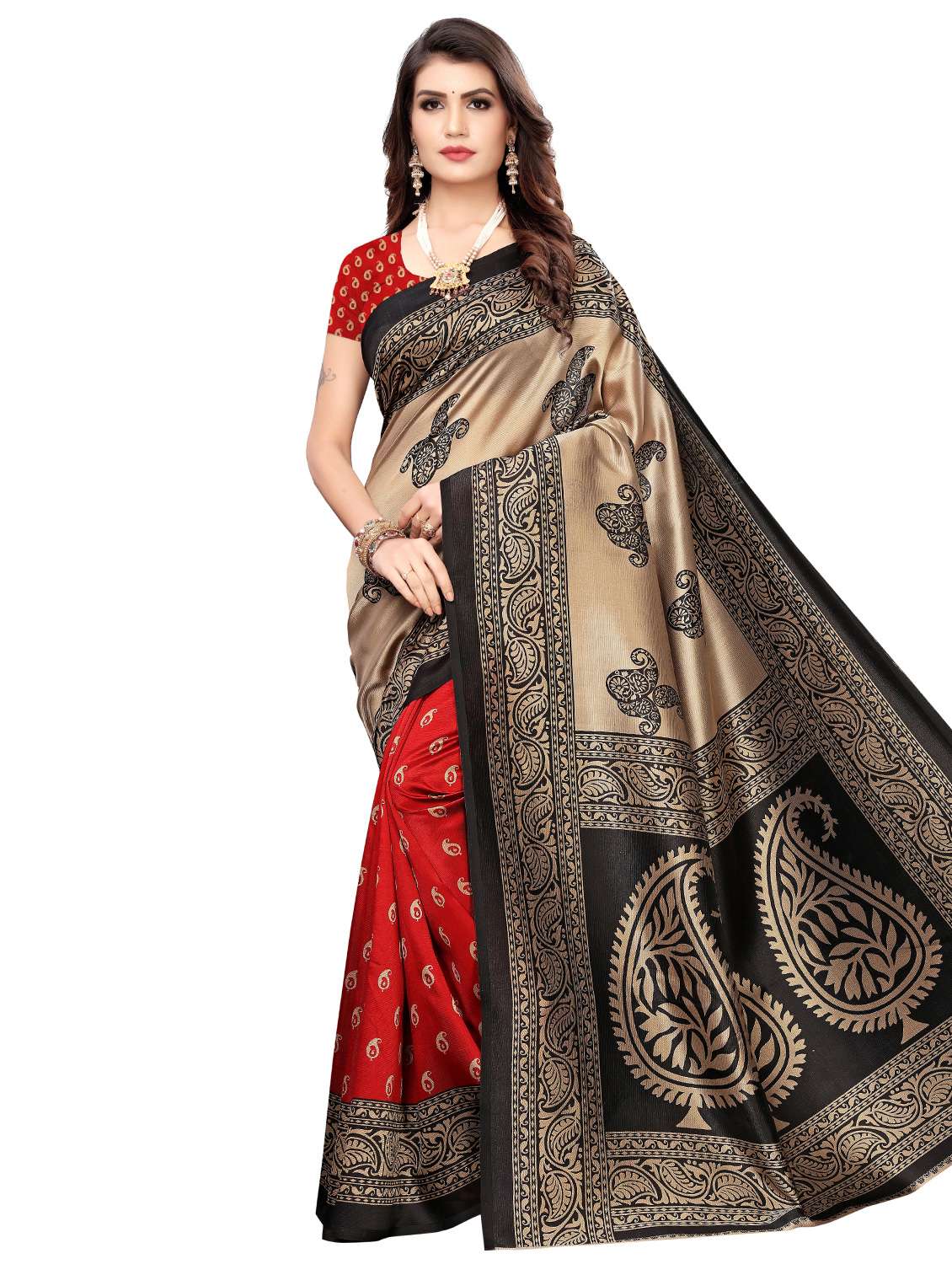 women's paisley multi colored saree with blouse - 17418454 -  Zoom Image - 0