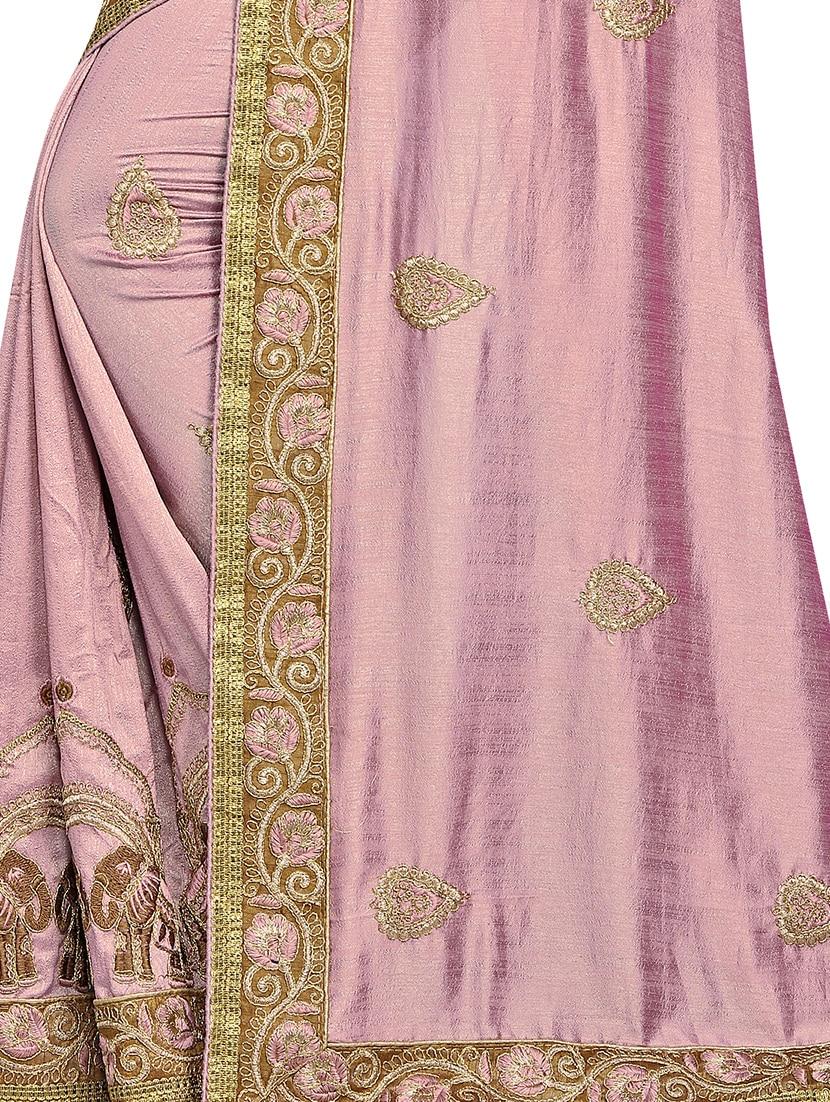 bordered embroidered saree with blouse - 17418475 - Standard Image - 3