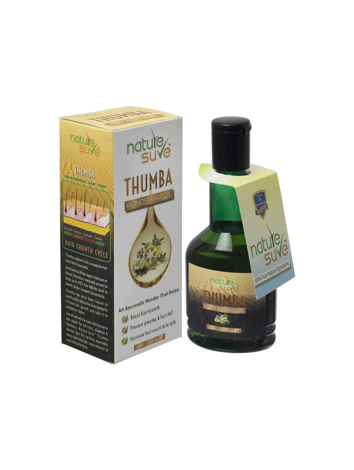 nature sure thumba wonder hair oil for men and women – 2 packs (110ml each)