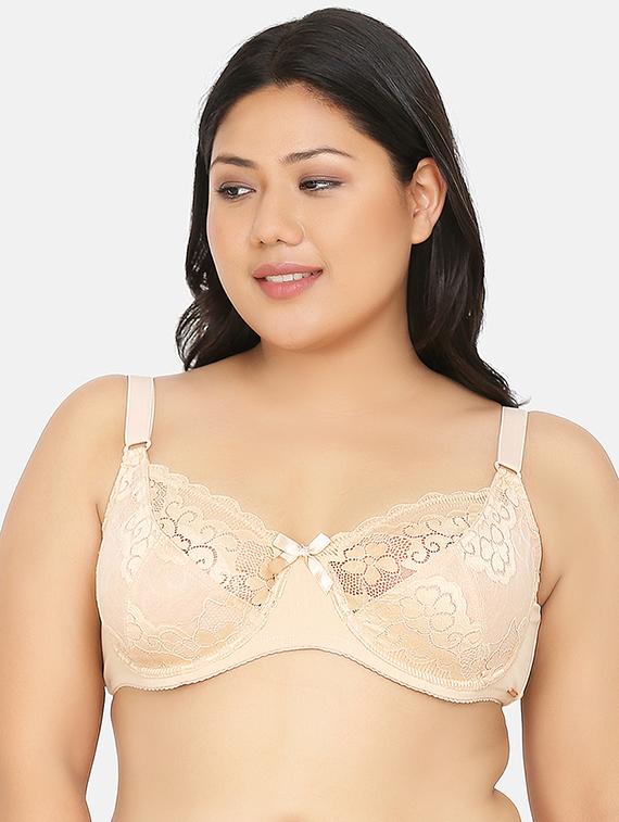 beige nylon plunge bra - 17419305 -  Zoom Image - 0